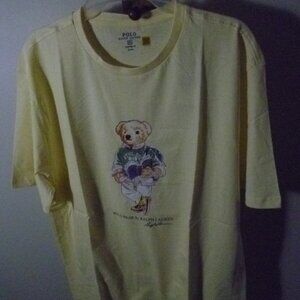 NWT POLO RALPH LAUREN TEDDY BEAR CUSTOM FIT TEE TSHIRT - YELLOW - XL